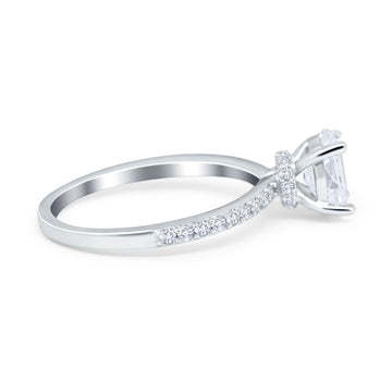 Solitaire Accent Engagement Ring Simulated Cubic Zirconia 925 Sterling Silver